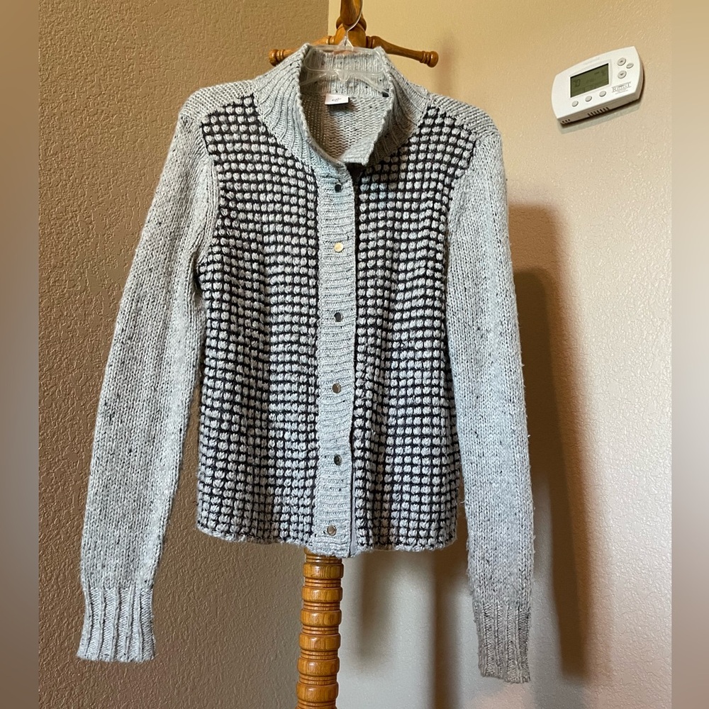 CAbi Gray and Black Textured Cardigan